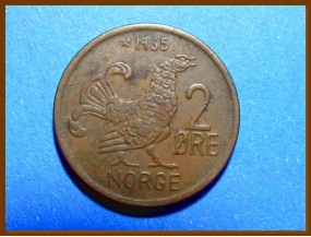 Монета Норвегия 2 эре 1965 г.