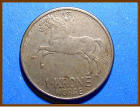 Монета Норвегия 1 крона 1959 г.