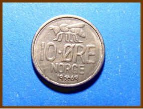 Монета Норвегия 10 эре 1969 г.