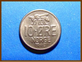 Монета Норвегия 10 эре 1961 г.