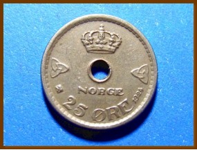 Монета Норвегия 25 эре 1924 г.