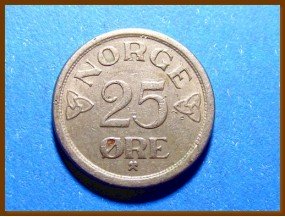 Монета Норвегия 25 эре 1957 г.