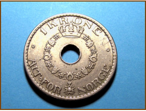 Монета Норвегия 1 крона 1940 г.
