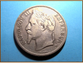 Франция 5 франков 1868 г. Серебро