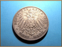 Германия 3 марки. Саксония 1913 г. Серебро