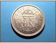Великобритания 6 пенсов 1943 г. Серебро