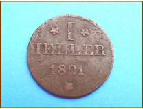Германия 1 геллер Франкфурт 1821 г.