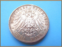 Германия 3 марки Саксония 1912 г. Серебро