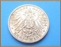Германия Бавария 3 марки 1914 г. Серебро