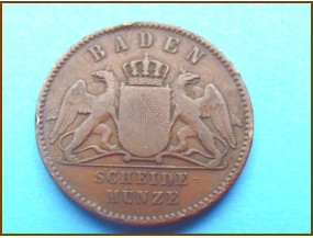 Германия Баден 1 крейцер 1864 г.
