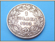 Германия Бавария 1 гульден 1843 г. Серебро 