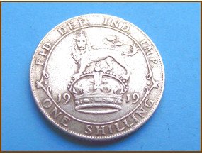 Великобритания 1 шиллинг 1919 г. Серебро