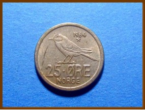 Монета Норвегия 25 эре 1964 г.