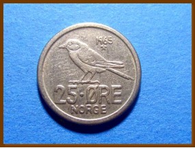 Монета Норвегия 25 эре 1965 г.