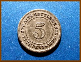 Стрейтс-Сетлментс 5 центов 1899 г. Серебро