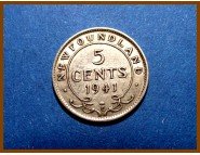 Ньюфаундленд 5 центов 1941 г. Серебро. 