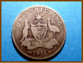 Австралия 1 шиллинг 1916 г. Серебро