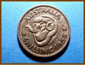 Австралия 1 шиллинг 1955 г. Серебро