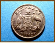 Австралия 6 пенсов 1962 г. Серебро
