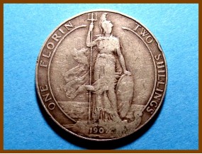 Великобритания 1 флорин 2 шиллинга 1907 г. Серебро