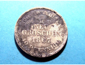 Германия Саксония 1 новый грош 1867 г. Серебро