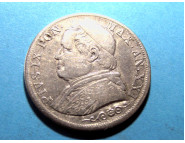 1 лира. Папская область Ватикан 1866 г. Серебро