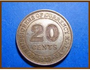 Британская Малайя 20 центов 1939 г. Серебро