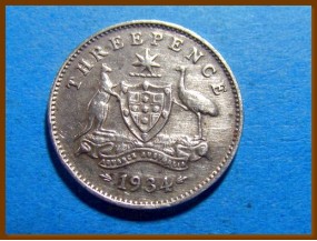 Австралия 3 пенса 1934 г. Серебро