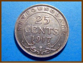 Ньюфаундленд 25 центов 1917 г. Серебро. 