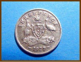 Австралия 3 пенса 1927 г. Серебро