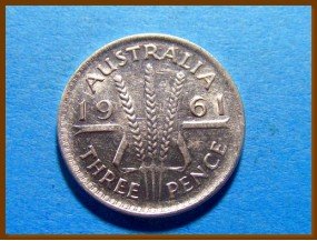Австралия 3 пенса 1961 г. Серебро