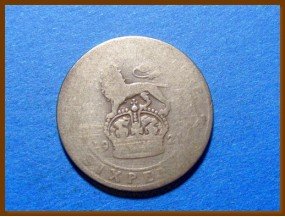 Великобритания 6 пенсов 1921 г. Серебро
