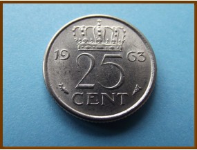 Нидерланды 25 центов 1963 г.