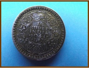 Индия 1/4 рупии 1944 г. Серебро 